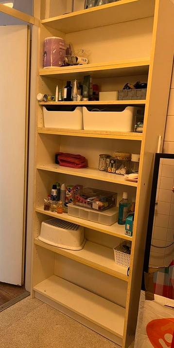 Boekenkast, badkamerkast, kluskast