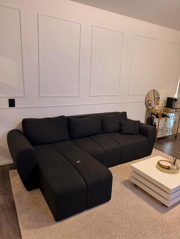 GRATIS Hoekbank / Slaapbank Donkergrijs + Koffietafel