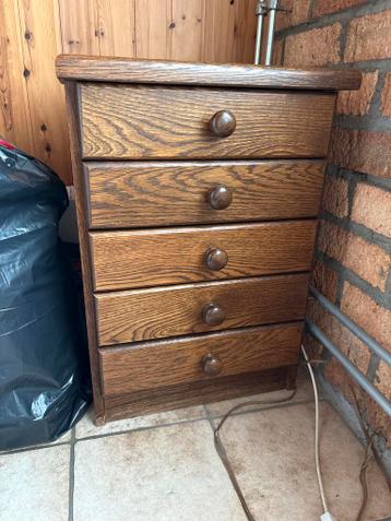 Houten ladekastje met 5 laden - Eikenhout