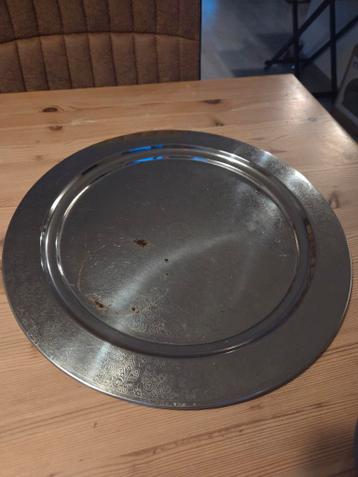 Decoratieve schaal - Rond, zilverkleurig met patroon