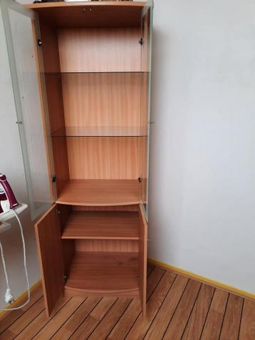 Vitrinekast met glazen deuren en planken - 184x61x40 cm