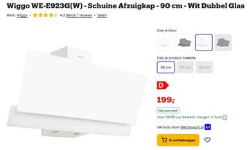 Afzuigkap Wiggo Wit / Glas (in doos)