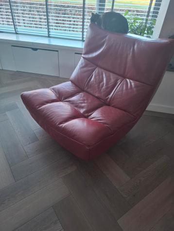 Rode lederen loungestoel / relaxstoel
