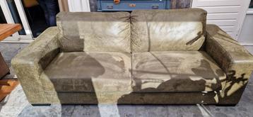 Olijf lederlook bankstel 222x88 cm