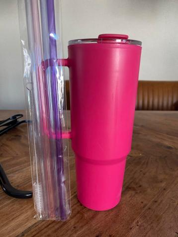 Thermosbeker/ drinkbeker met rietjes en borstel