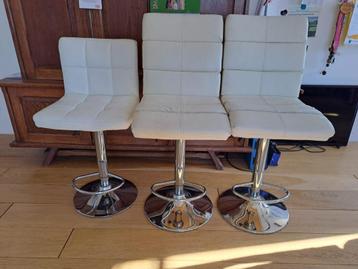 GRATIS 3 barkrukken barstoelen bar kruk stoel creme wit
