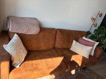 Cognac 2-zits bank - 210x80cm - Gebruikt