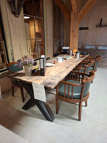 Eiken Wagonplanken Tafel - 268x92x75cm