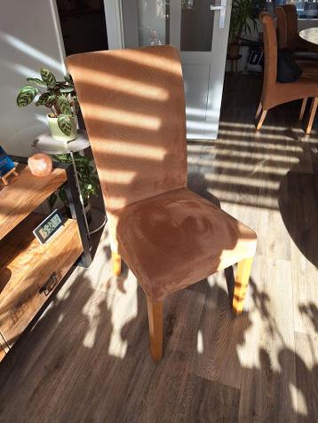 6 cognac kleurige eetkamerstoelen - gratis af te halen
