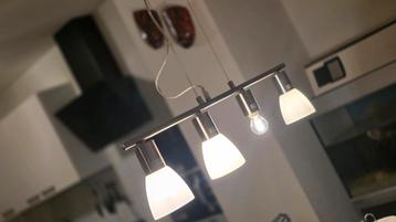 Moderne hanglamp voor eettafel - Metaal met glazen kappen