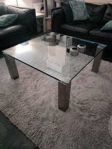 Glazen salontafel met Chrome poten