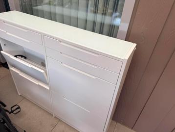 Schoenekast wit met glasplaat