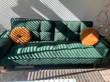 (Slaap)Bank velours groen