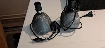 2 stenen lampen zonder kap - 18 cm hoog