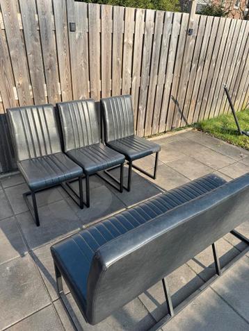 Eetbank met 3 eetkamerstoelen