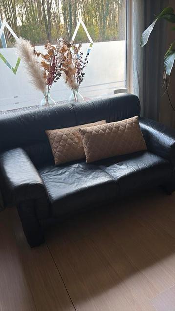 Zwarte leren bankstel