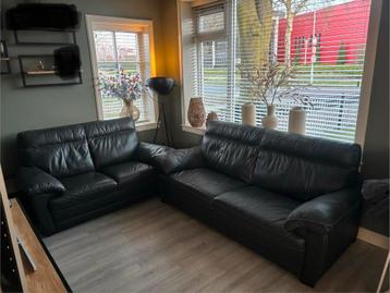 2 en 3 persoons bankstel van leer