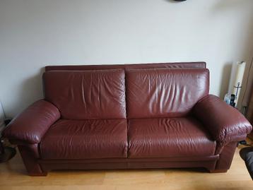 Bank leer bordeaux 3 persoons