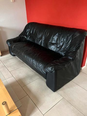 Zwart leren bankstel