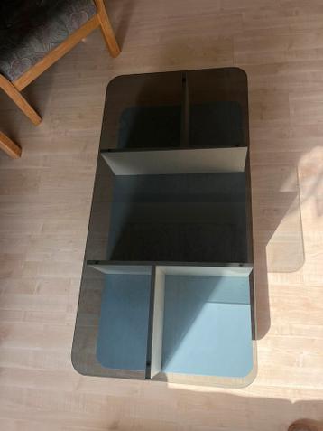 Bijzettafel van glas en hout GRATIS OPHALEN