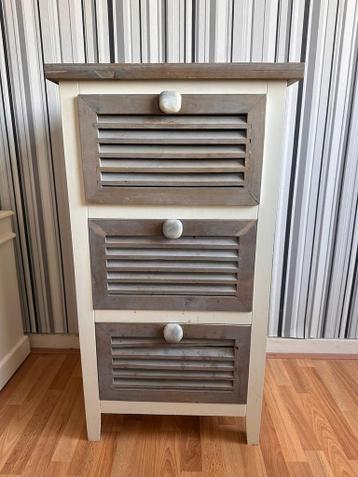 Landelijke ladekast met 3 laden - wit/hout