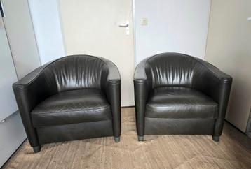GRATIS WALTER KNOLL 2 LEDEREN DESIGN FAUTEUILS donkergroen