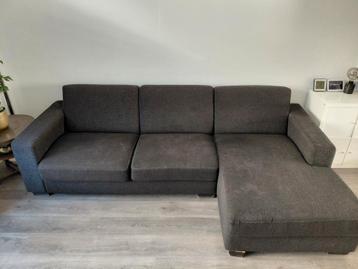 3 zitsbank met chaise longue, stoel en poef. Antreciet