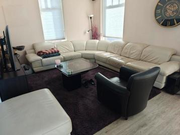 Grote bank met poef, 305 x 380 cm