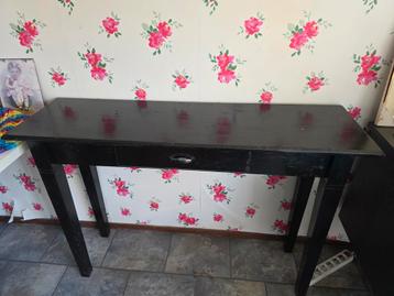 Zwart bijzettafel/gangtafel met lade - 120x34x82cm