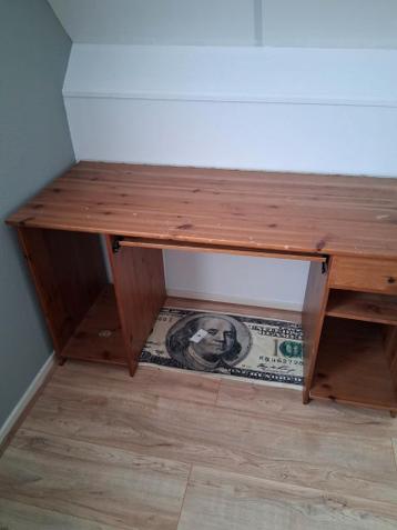 Houten bureau met lade en uitschuifbaar blad