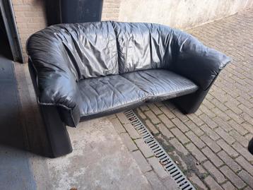 Bank 2 zits donkergrijs soepel leer