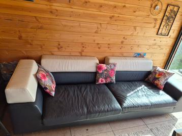 Comfortabele leren bank voor tuinhuis/keet/schuur