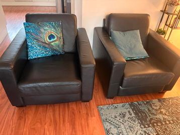 1 comfortabele zwarte leren relax fauteuile stoel