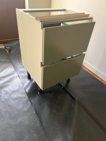 Keukenkastje met twee laden - Olijfgroen (60 cm breed)