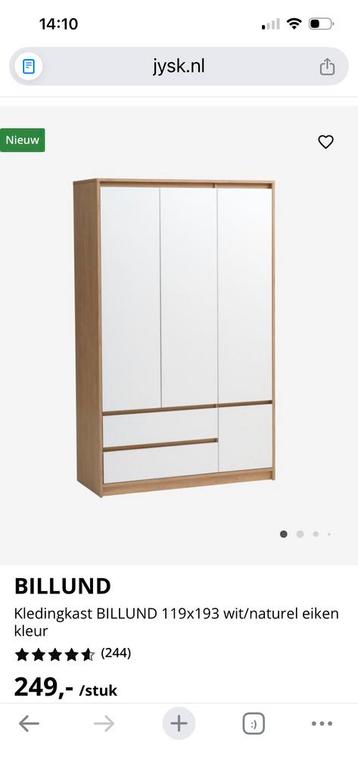 Twee kledingkasten Billund wit/naturel eiken kleur