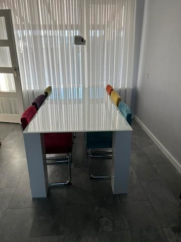 6-persoons eettafel 100 x 200 cm incl. stoelen