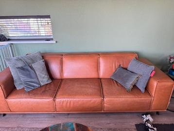 Furninova 3-zits bruin leren bank! 2.50 breed zit heerlijk.