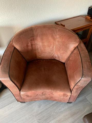 Suede leren kuipstoel