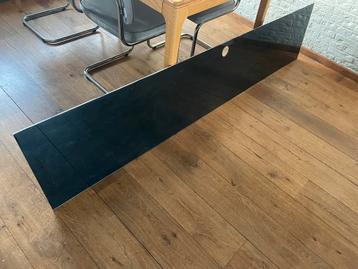 Zwarte glasplaat voor tv meubel, 221x46 cm