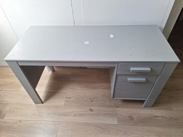 Grijs bureau met lade en kastje - B140xD60xH74
