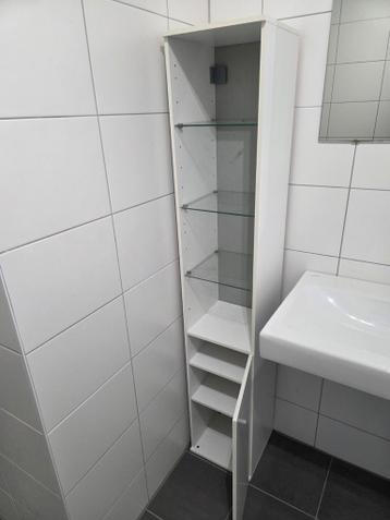 Witte badkamerkast met glazen planken