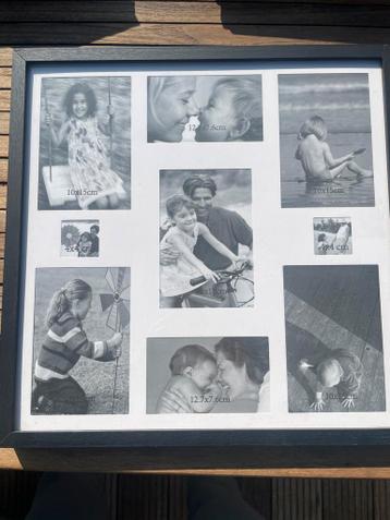 Zwarte fotolijst met passe-partout voor 9 foto's 42x42 cm