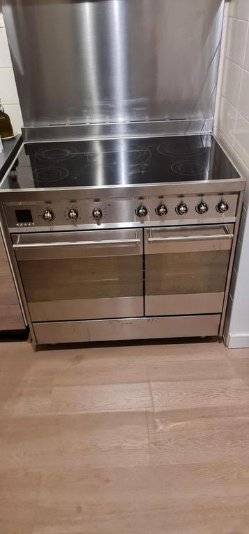 Stijlvol RVS Fornuis met Inductiekookplaat en Dubbele Oven