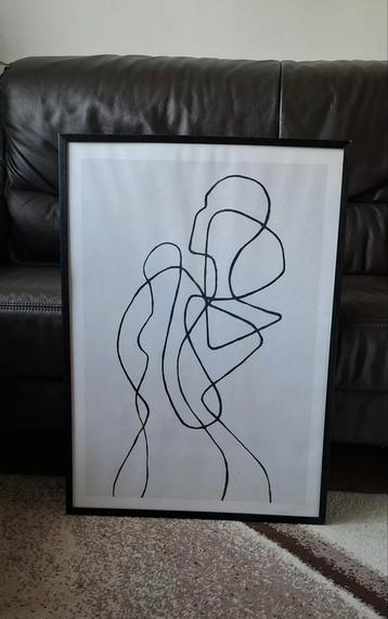Ingelijste print met abstracte lijnen