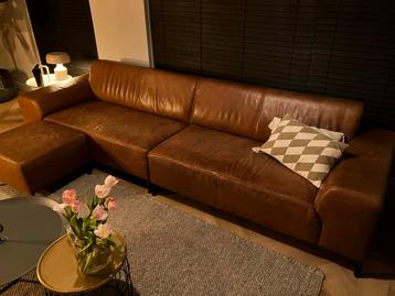 Montel Rancho Leren Bank 305 cm met Poef