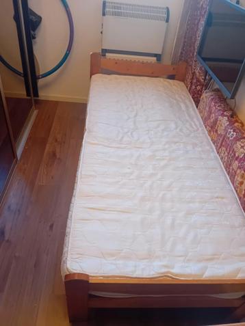 Grenen bed met springmatras 80x190cm