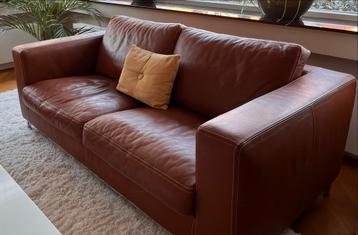 Cognackleurig leren bankstel Goossens
