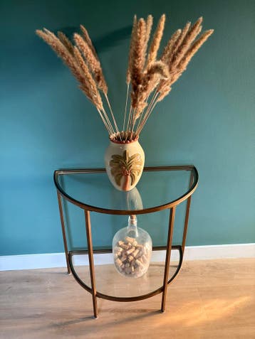 Halve maan bijzettafel van glas - 76x76x38 cm