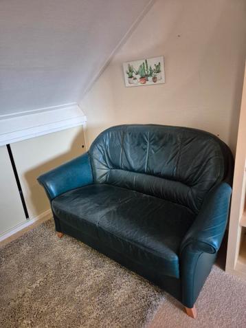 Donkergroene tweezitsbank gratis - ophalen in Lemelerveld