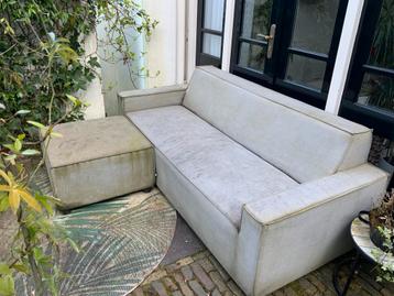 Bank voor buiten met losse poef